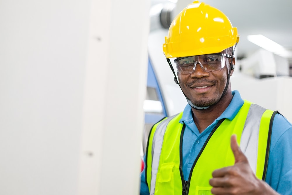 Portrait,Of,Black,African,American,Male,Worker,In,Protection,Glasses